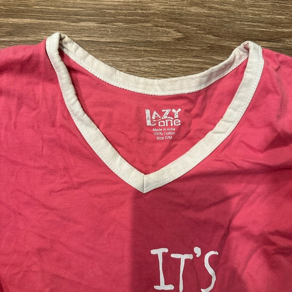 Lazy One - It’s Been a Long Day Women's Flamingo V-Neck Nightshirt - Picture 3 of 3